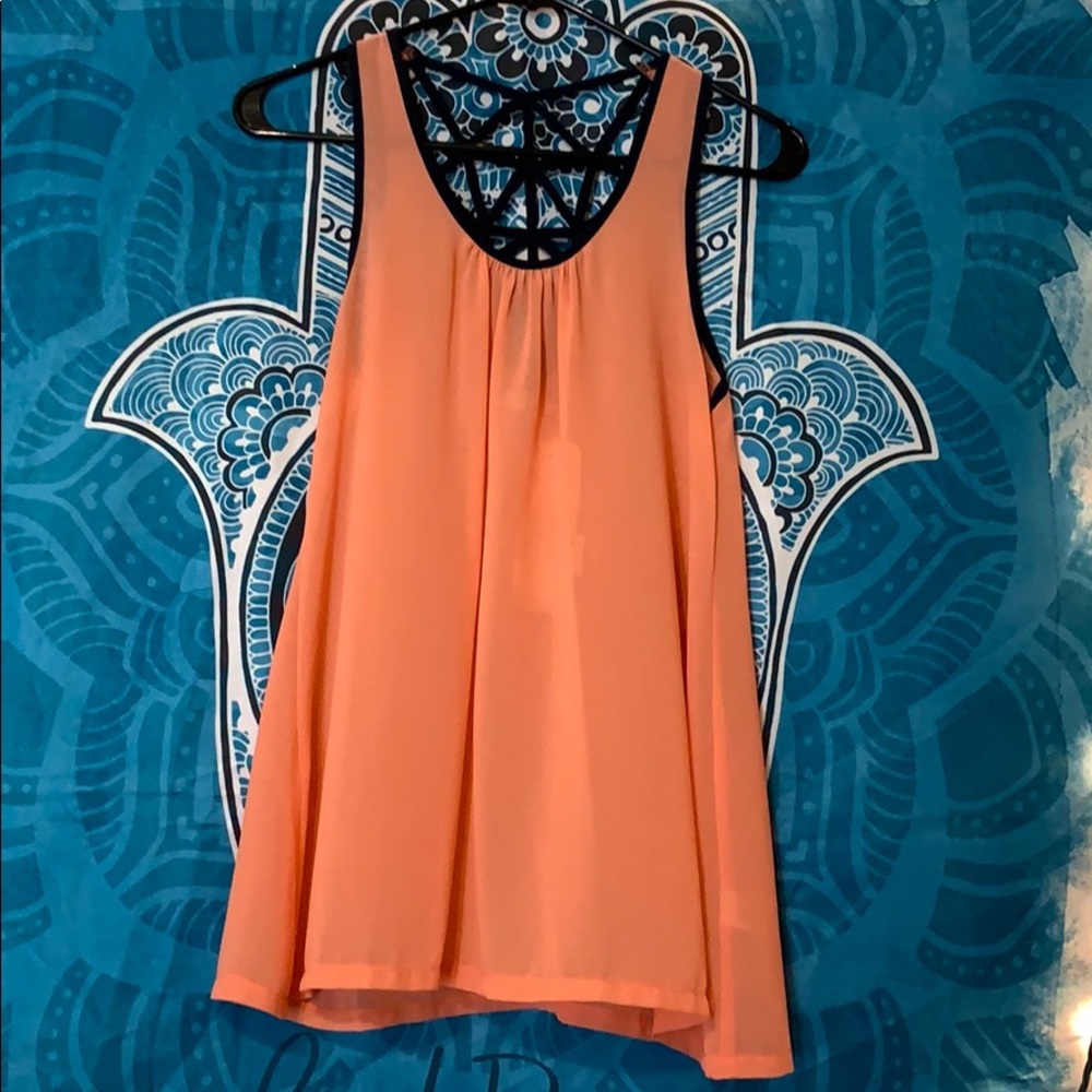Peach and blue blouse